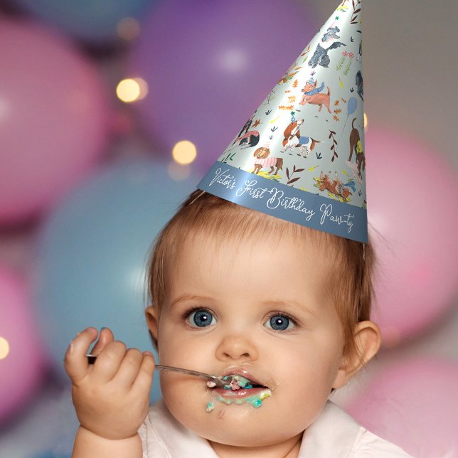 Pawty Blue Dog Welpe Birthday Party lasse Partyhütchen (Lets Pawty Blue Dog Puppy Birthday Party Party Hat)