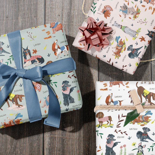 Pawty Dog Welppy Birthday Party lasse Geschenkpapier Set (Lets Pawty Dog Puppy Birthday Party Wrapping Paper Sheets)