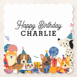 Pawty Dog Welppy Birthday Party lasse Untersetzer