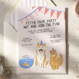 Pawty Time Kindergeburtstagseinladung Haustiere Einladung