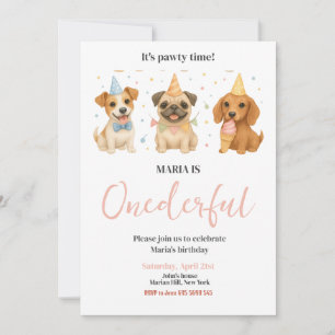 Pawty Time Welpe Hund ONEderful Birthday Party Einladung