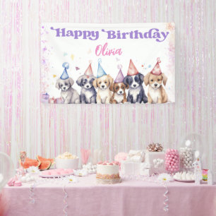 Pawty Welpe Happy Birthday Hundeparty Mädchen Banner