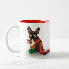 Pax and Huey Christmas Stocking Zweifarbige Tasse