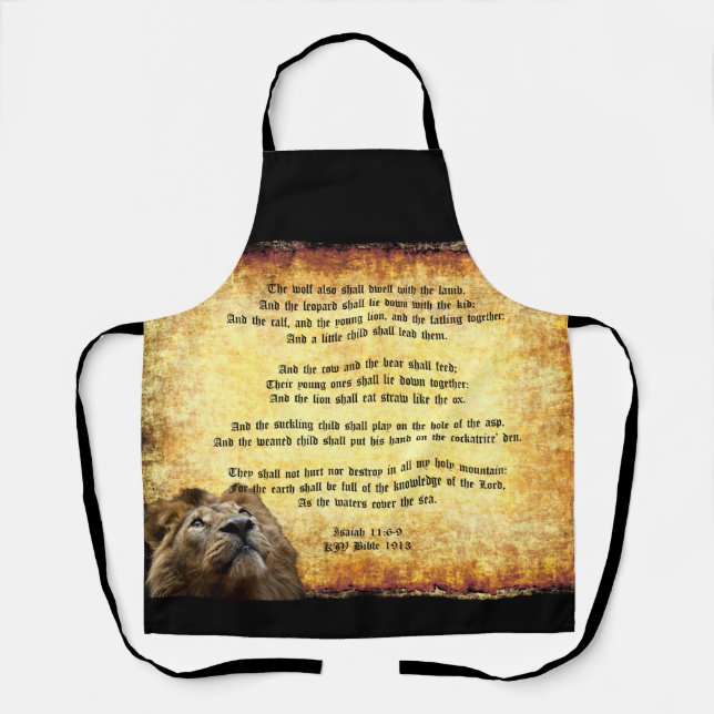 Pax Christos, Löwe mit Isaiah 11:6-9 Schürze (Vorderseite)