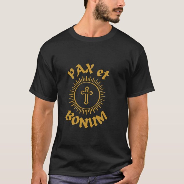 Pax et Bonum Saint Francis Christliche Botschaft G T-Shirt (Vorderseite)