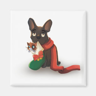 Pax & Huey Christmas Stocking Magnet