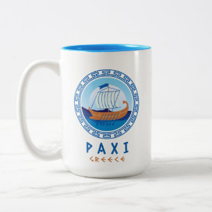 Paxi, Griechenland, griechisches Schiffsdesign Zweifarbige Tasse