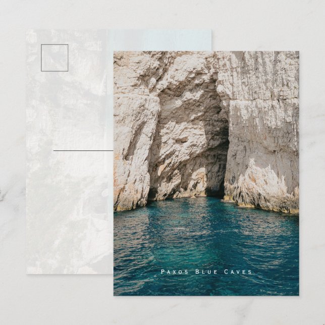 Paxos Blue Caves Greece Coastal Postkarte (Vorne/Hinten)