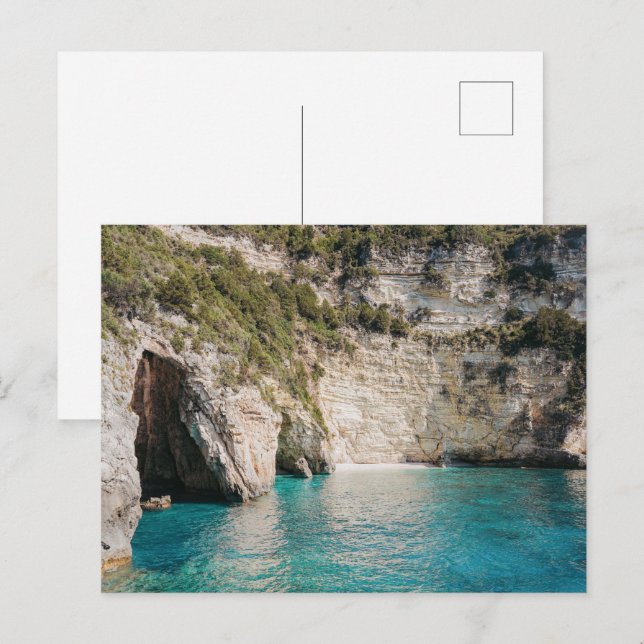 Paxos Caves Greece Coastal Postcard (no text) Postkarte (Vorne/Hinten)