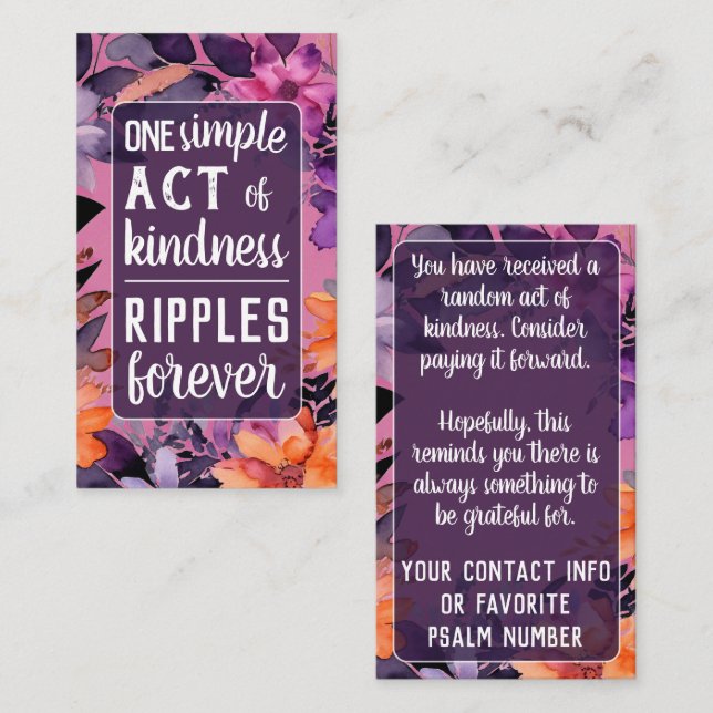 Pay it Forward Random Act Kindness Pink Lilies  Visitenkarte (Vorne/Hinten)