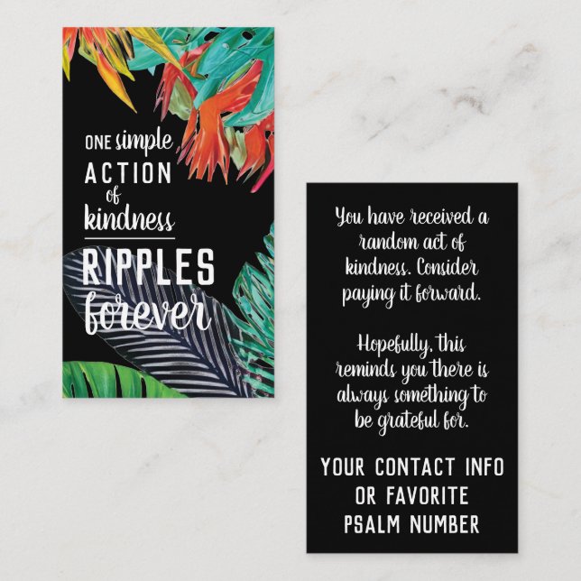 Pay it Forward Random Act of Kindness Paradise Visitenkarte (Vorne/Hinten)