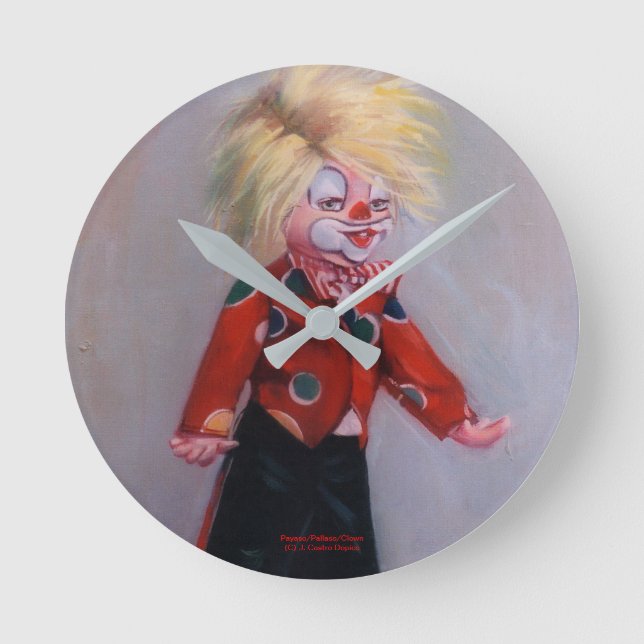 Payaso/Pallaso/Clown Runde Wanduhr (Vorderseite)