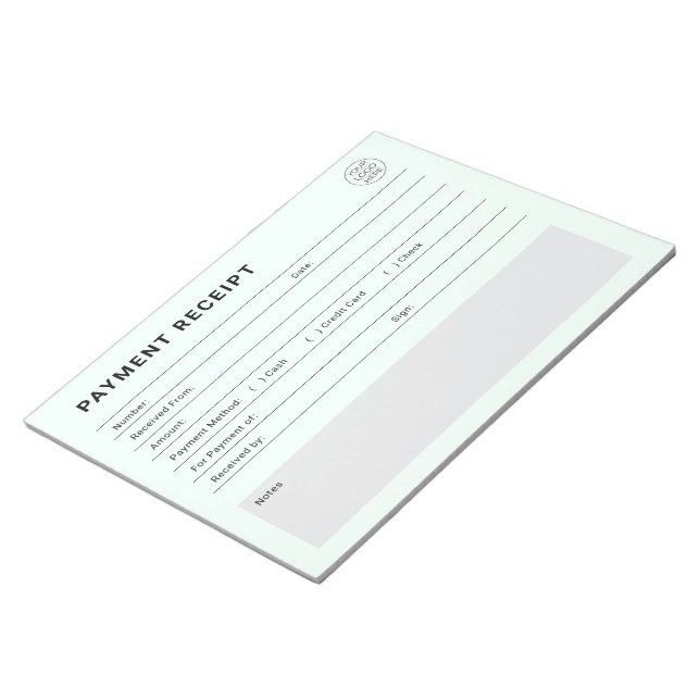 Payment Receipt Business Logo Notizblock (angewinkelt)