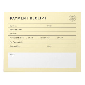 Payment Receipt Business Logo Notizblock