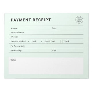 Payment Receipt Business Logo Notizblock
