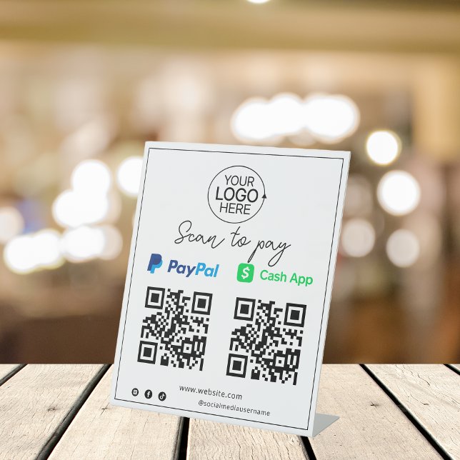 PayPal Cash App kontaktloses Mobile Payment Script Sockelschild (PayPal Cash App Contactless Mobile Payment Script Pedestal Sign)