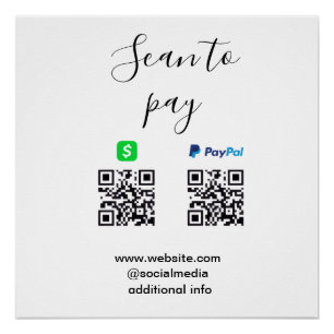 Paypal Cashapp Scan zum Bezahlen QR Geschäftsname Poster