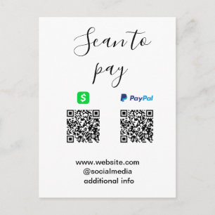 Paypal Cashapp Scan zum Bezahlen QR Geschäftsname  Postkarte