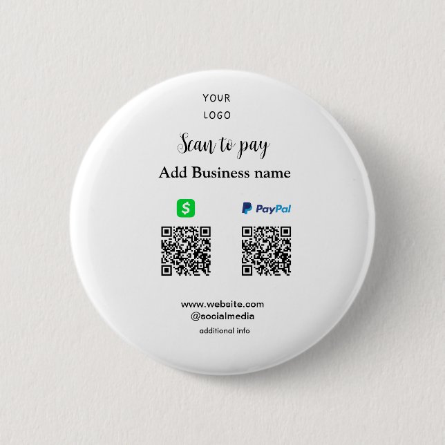Paypal Cashapp Scan zur Zahlung von QR Name hinzuf Button (Vorderseite)