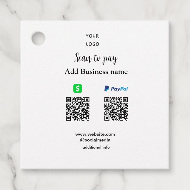Paypal Cashapp Scan zur Zahlung von QR Name hinzuf Geschenkanhänger (Vorderseite)