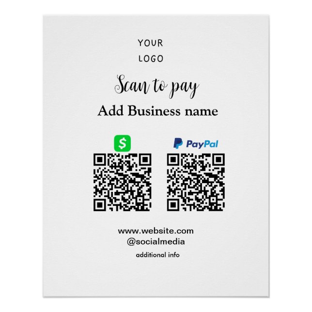 Paypal Cashapp Scan zur Zahlung von QR Name hinzuf Poster (Vorderseite)