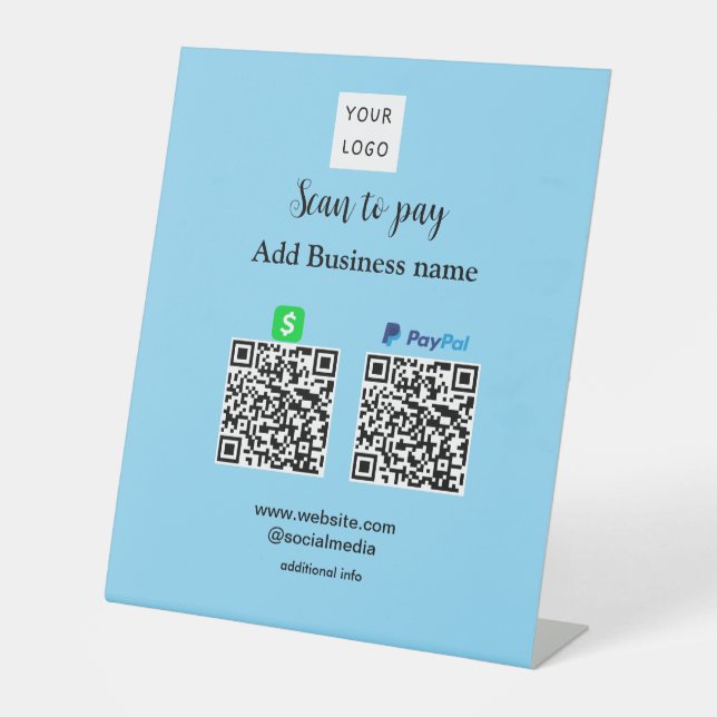 Paypal Cashapp Scan zur Zahlung von QR Name hinzuf Sockelschild (Vorderseite)