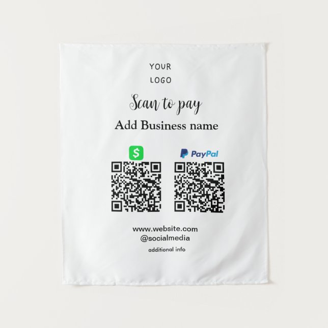 Paypal Cashapp Scan zur Zahlung von QR Name hinzuf Wandteppich (Vorderseite)