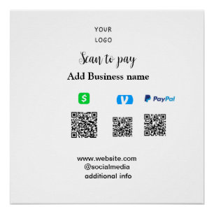 Paypal Cashapp Venmo-Scan zum Bezahlen QR-Geschäft Poster