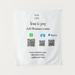Paypal Cashapp Venmo-Scan zum Bezahlen QR-Geschäft Wandteppich