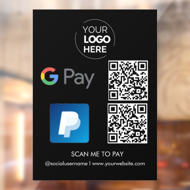Paypal G Pay QR Code Zahlung | Scannen, um schwarz Fensteraufkleber (Blatt 2)