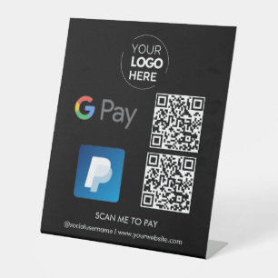 Paypal G Pay QR Code Zahlung Scannen, um schwarz Sockelschild