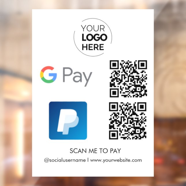 Paypal Google Pay QR Code Zahlung | Zur Bezahlung  Fensteraufkleber (Blatt 2)