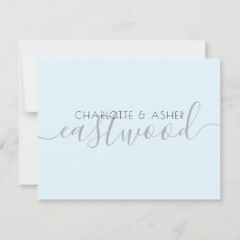 Paypal Name Pastel Blue Wedding Monogram Note Card Mitteilungskarte