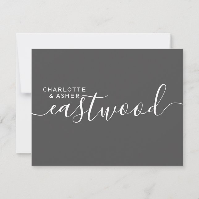 Paypal Name Wedding Monogram Black Note Card Mitteilungskarte (Vorderseite)