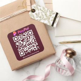 Paypal QR Code Payment Scan zur Bezahlung Burgund Quadratischer Aufkleber