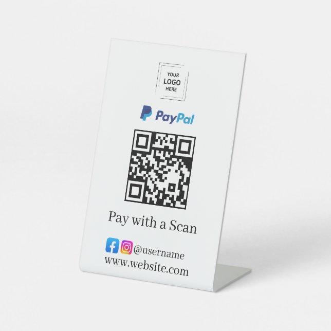 PayPal QR-Code-Scan-to-Pay-Unternehmensständer-Sch Sockelschild (Vorderseite)