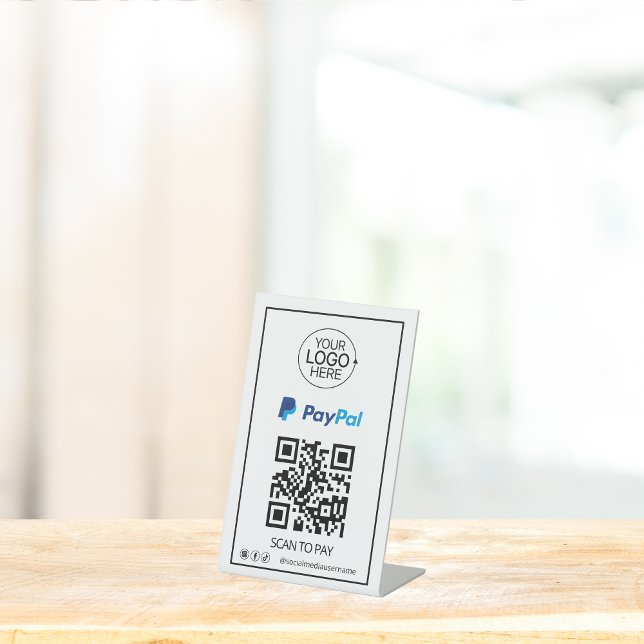 PayPal QR Code Zahlung Add Logo Social Media Sockelschild (PayPal QR Code Payment Add Logo Social Media Pedestal Sign)