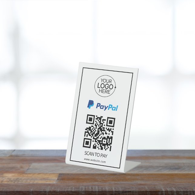PayPal QR-Code Zahlung Hinzufügen-Logo kontaktlos Sockelschild (PayPal QR Code Payment Add Logo Contactless Pedestal Sign)