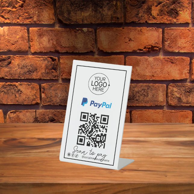 PayPal QR Code Zahlung Logo Script Social Media Sockelschild (PayPal QR Code Payment Logo Script Social Media Pedestal Sign)