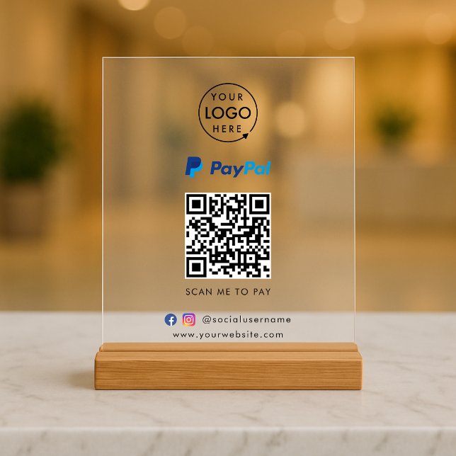 Paypal QR Code Zahlung | Scan to Pay Business Logo Acrylschild (Von Creator hochgeladen)