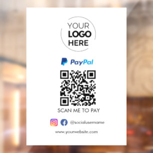 Paypal QR Code Zahlung Scan to Pay Business Logo Fensteraufkleber