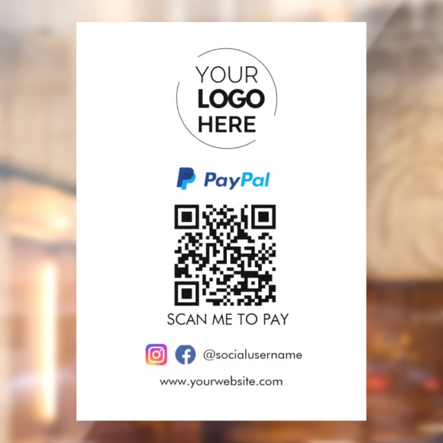 Paypal QR Code Zahlung | Scan to Pay Business Logo Fensteraufkleber (Blatt 2)