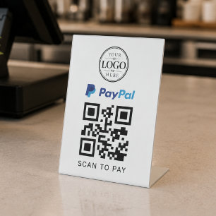 Paypal Scan to Pay Tischdisplay Sockelschild