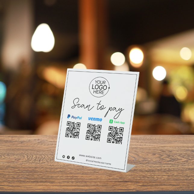 PayPal Venmo Cash App Mobile Payment Script Sockelschild (PayPal Venmo Cash App Mobile Payment Script Pedestal Sign)