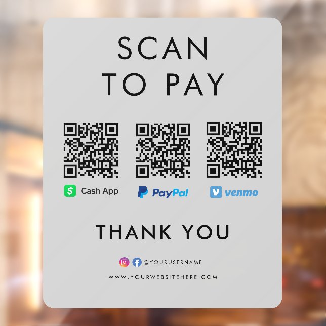 Paypal Venmo Cash App Scan zur Bezahlung QR Code g Fensteraufkleber (Blatt 2)