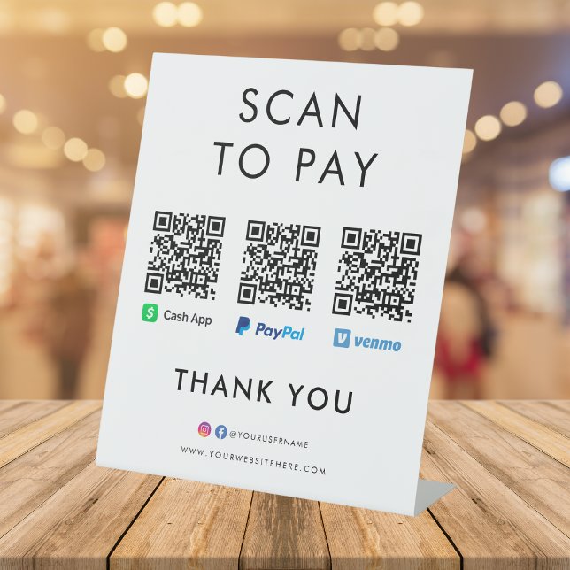 Paypal Venmo Cash App Scan zur Bezahlung von QR Co Sockelschild (Von Creator hochgeladen)