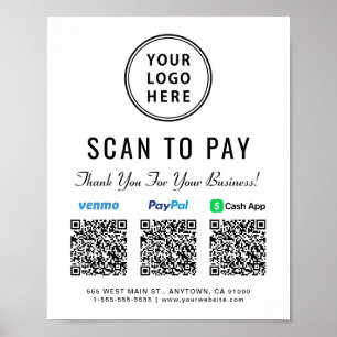 Paypal Venmo CashApp QR-Codes Logo Scannen zum Bez Poster