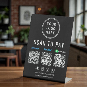 Paypal Venmo CashApp QR-Codes Scannen zum Bezahlen Sockelschild