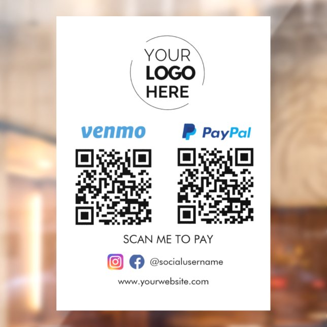 Paypal Venmo QR Code Zahlung | Zur Bezahlung scann Fensteraufkleber (Blatt 2)