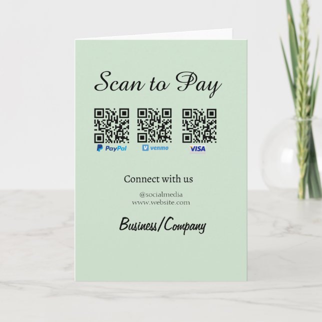 paypal venmo visa card scan to pay QR social media Karte (Vorderseite)
